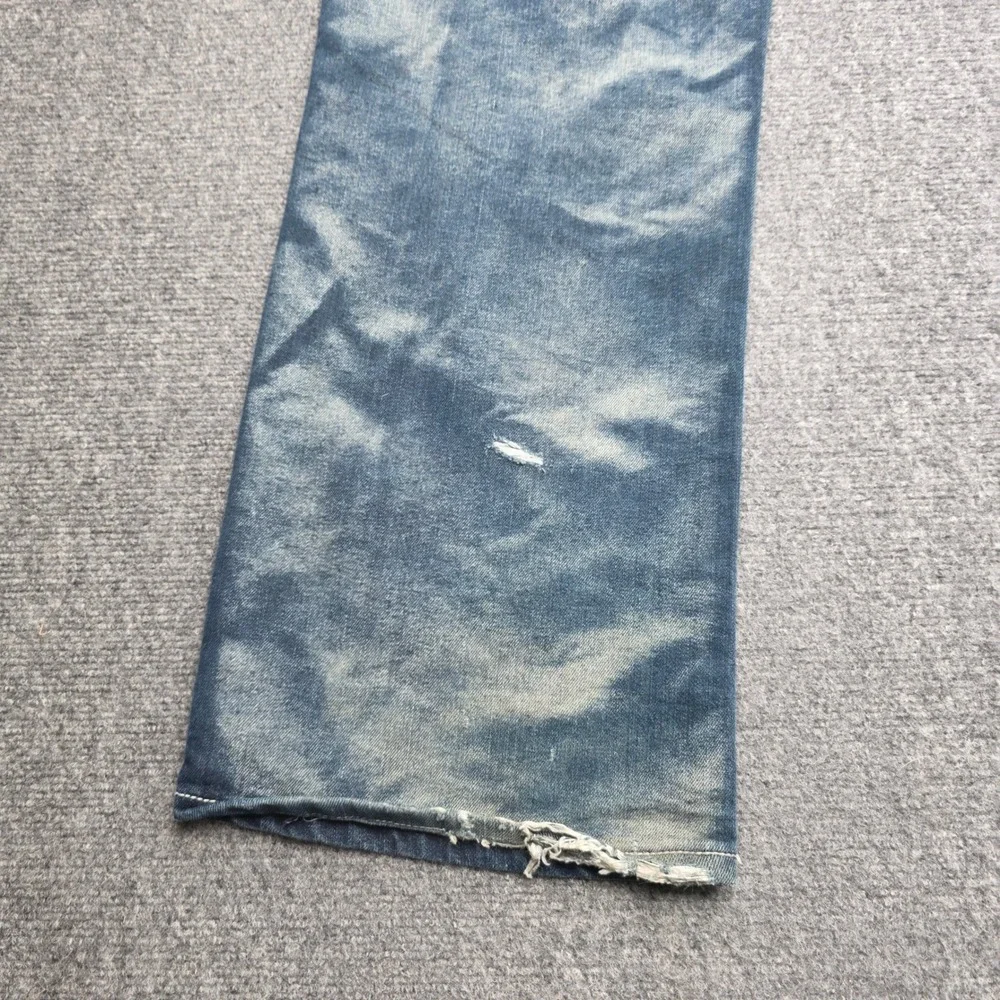 Brooklyn Xpress Mens Distressed Wide Leg Jeans Blue Sandblasted 42x34 Streetwear